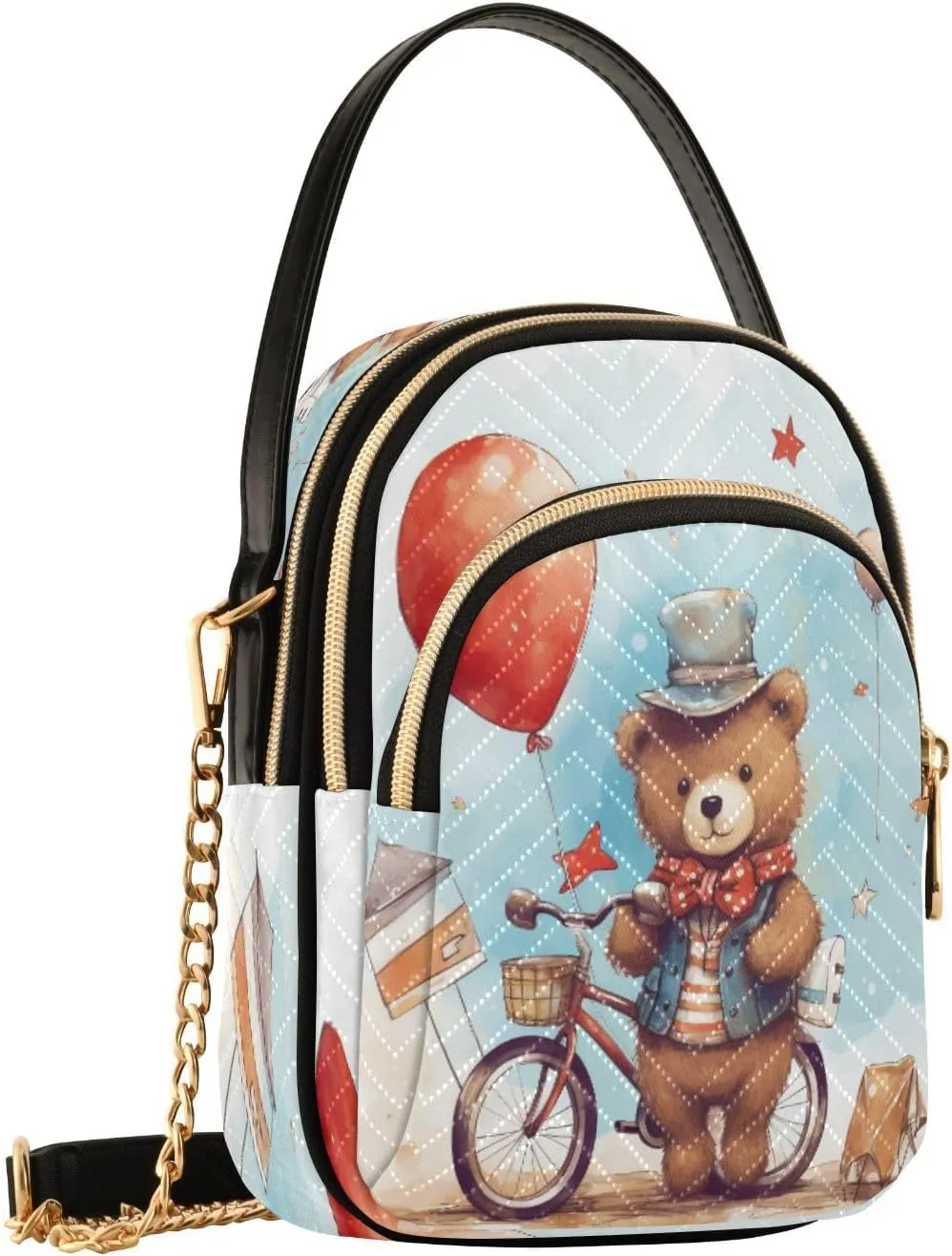 Quilted Crossbody Bags for Women,Cute Funny Panda Bear Women's Crossbody Handbags Animals Small Travel Purses Phone Bag