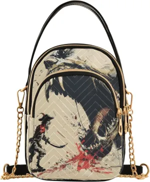 Quilted Crossbody Bags for Women,Mouth Open Trying To Bite A Pirate Attacking It with A Sword Women's Crossbody Handbags Small Travel Purses Phone Bag