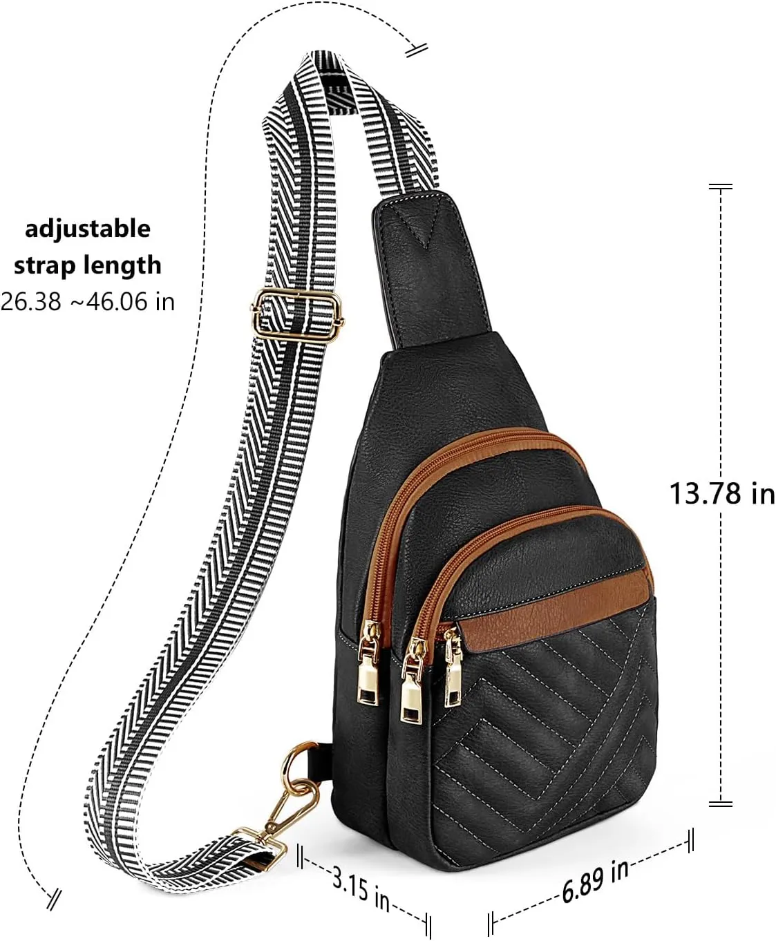 Quilted Leather Small Crossbody Bags for Women Men, Cross body Sling Bag Purse for Women One Strap Backpack Travel