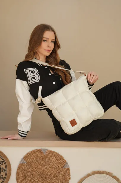 Quilted Medium Size Shoulder Bag - White