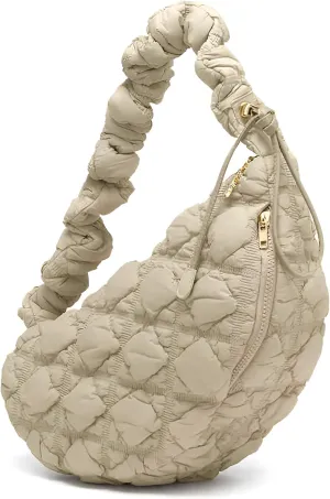 Quilted Puffer Shoulder Bag for Women Crossbody Bags Purse Handbag Carryall Adjustable Crescent Dumpling Sling Bag