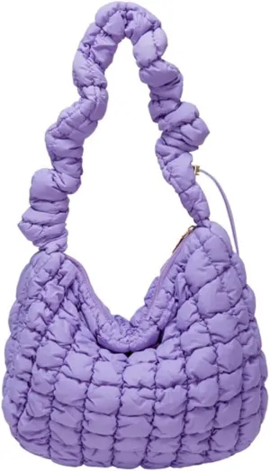 Quilted Puffer Tote Bag for Women Lightweight Shoulder Bag for Work Causal Puffy Cross Body Bags with Large Capacity