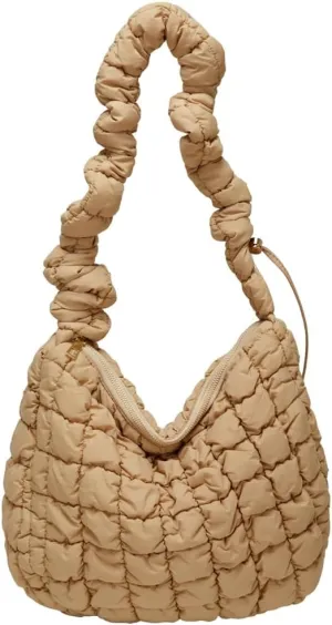 Quilted Puffer Tote Bag for Women Lightweight Shoulder Bag for Work Causal Puffy Cross Body Bags with Large Capacity
