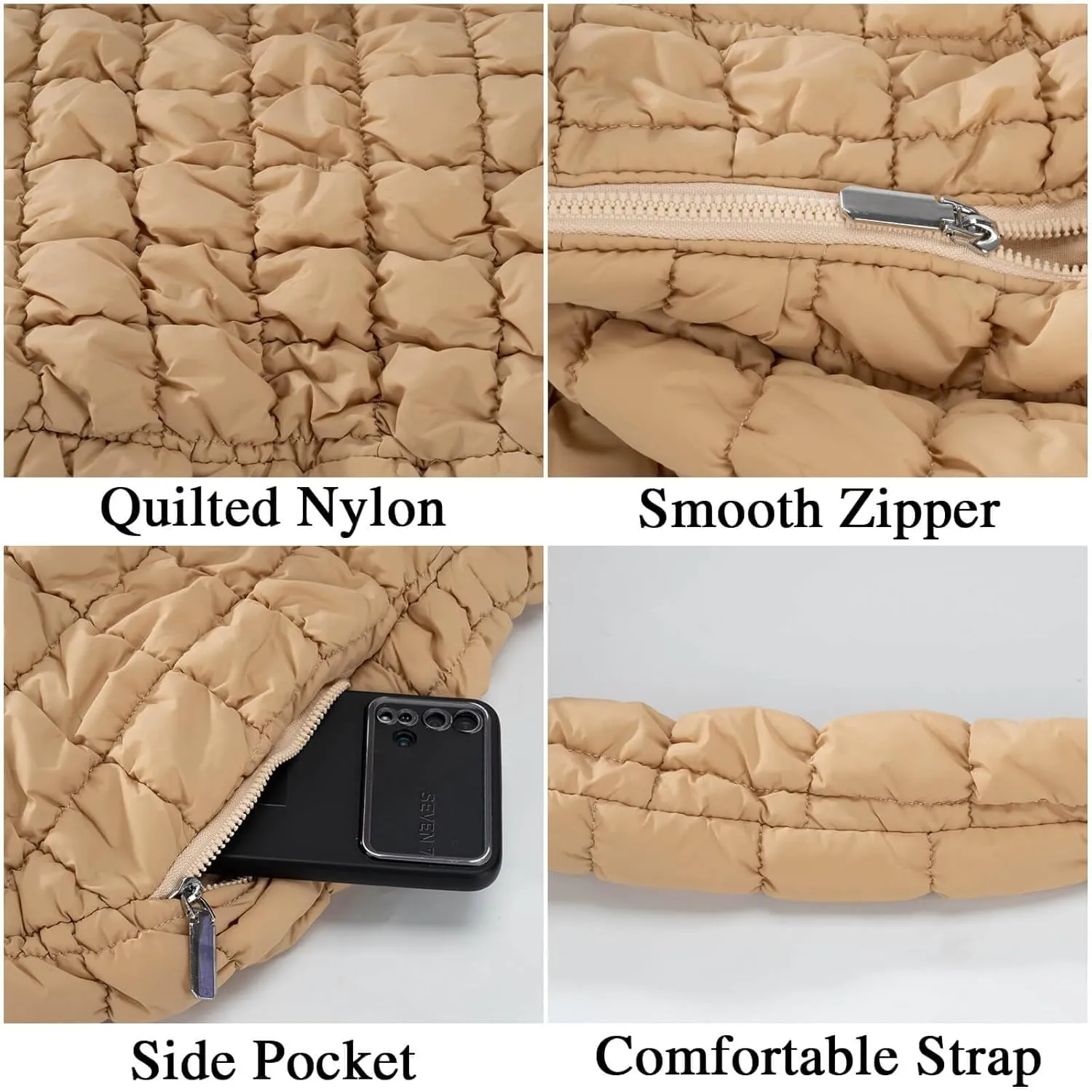 Quilted Puffer Tote Crossbody Bags for Women Bubble Puffy Purse