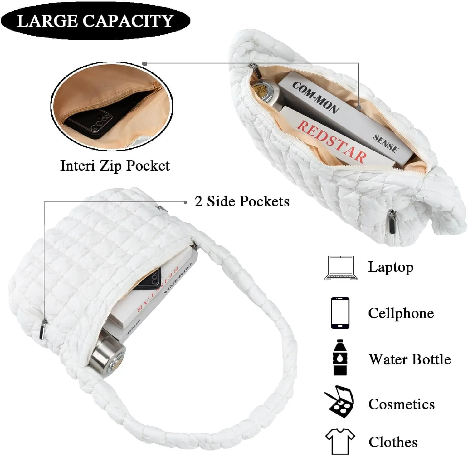 Quilted Puffer Tote Crossbody Bags for Women Bubble Puffy Purse