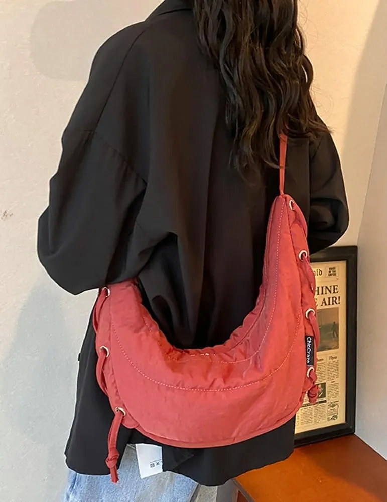 Quilted Shoulder Crossbody Bags for Women Large Tote Bag Puffy Dumpling Purse Handbag Satchel with Drawstring
