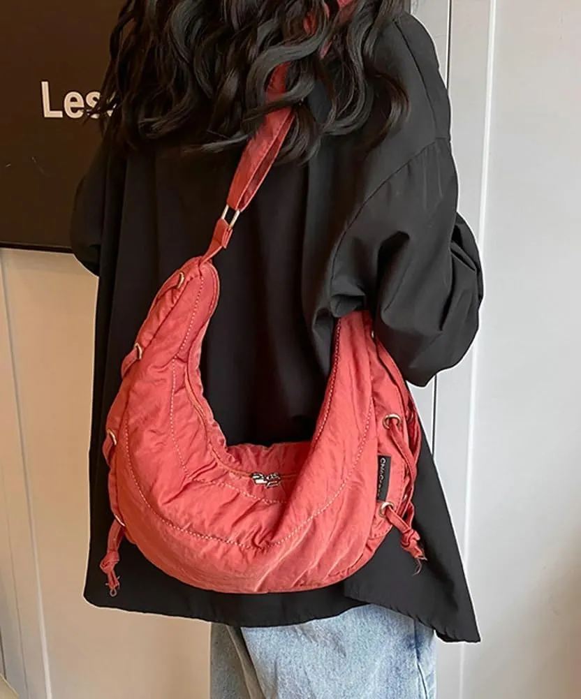 Quilted Shoulder Crossbody Bags for Women Large Tote Bag Puffy Dumpling Purse Handbag Satchel with Drawstring