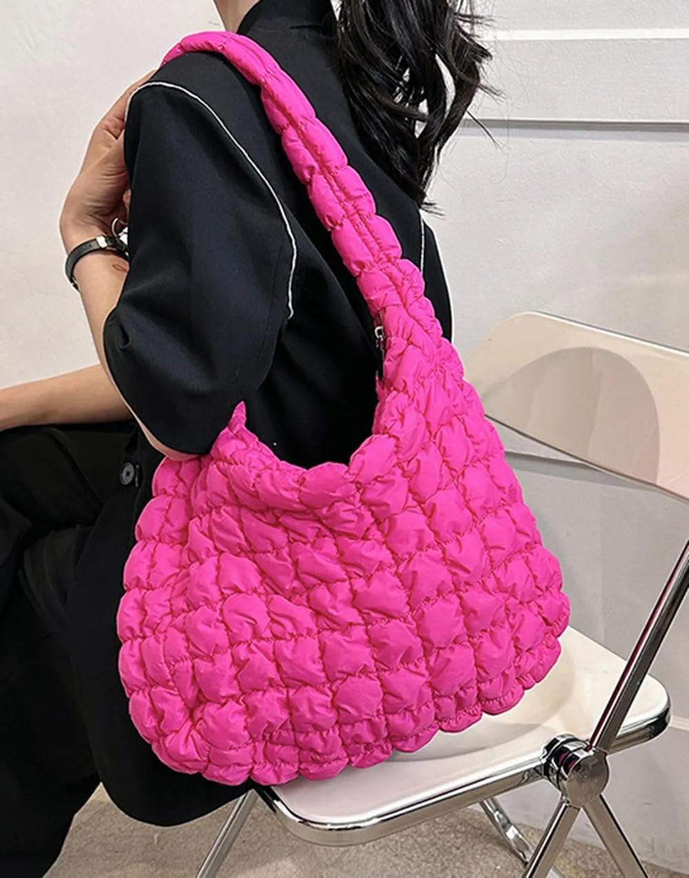 Quilted Tote Bag for Women Puffer Bags Large Padding Shoulder Bag Dumpling Underarm Bag Tote Bag Cloud Handbags with Zip