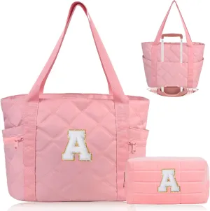 QZUnique Mothers Day Gifts - Initial Birthday Gift Travel Tote Bag for Mom Girl Women Work Nurse Overnight Bag Trolley Sleeve