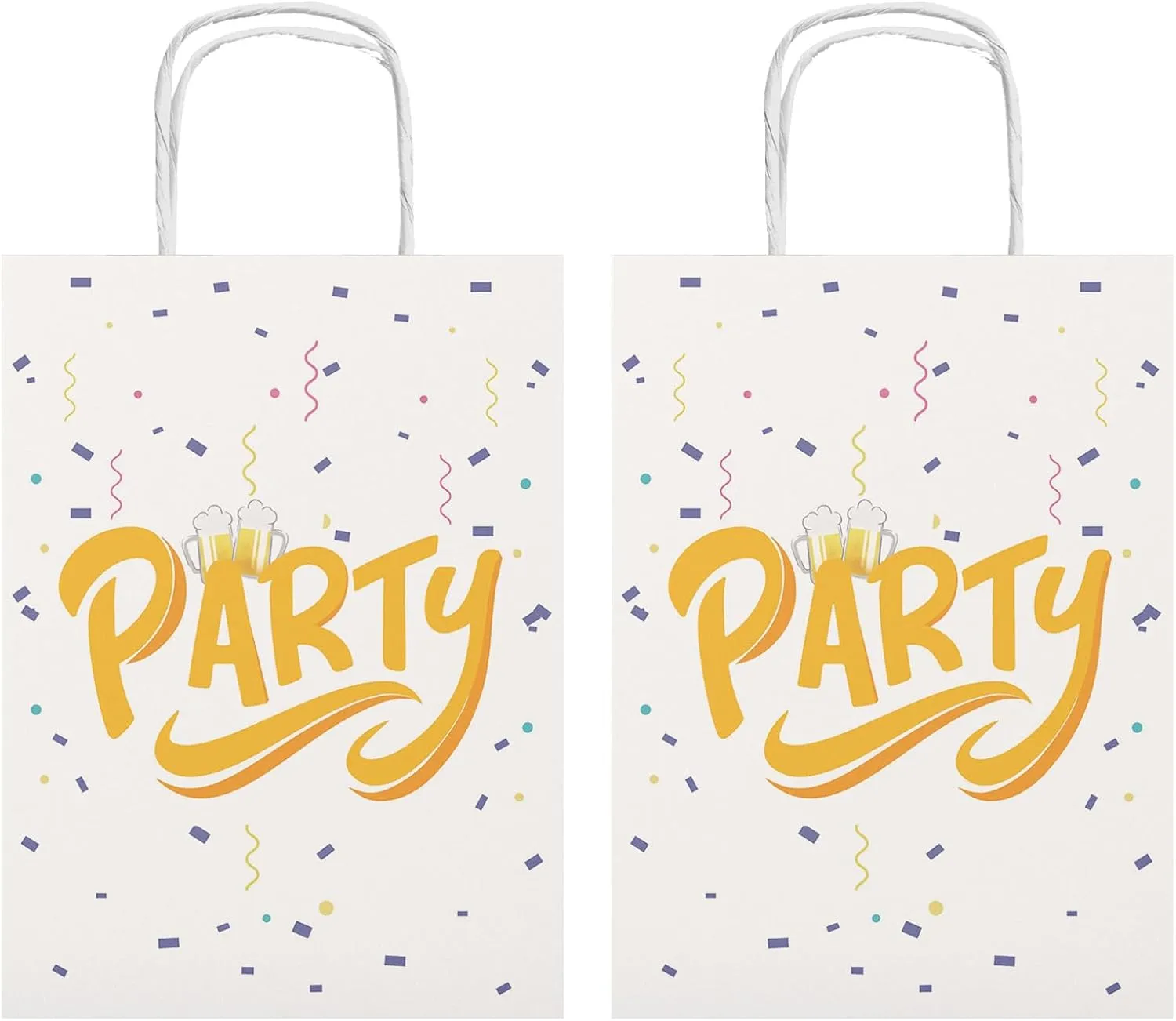 RACETOP 10 PCS Custom Kraft Paper Bags with Logo for Small Business, 8x4.5x10.8 Inch Medium Size, Personalized Gift Bags, Brown Shopping Paper bag with Handle Bulk, White Goodie Bag