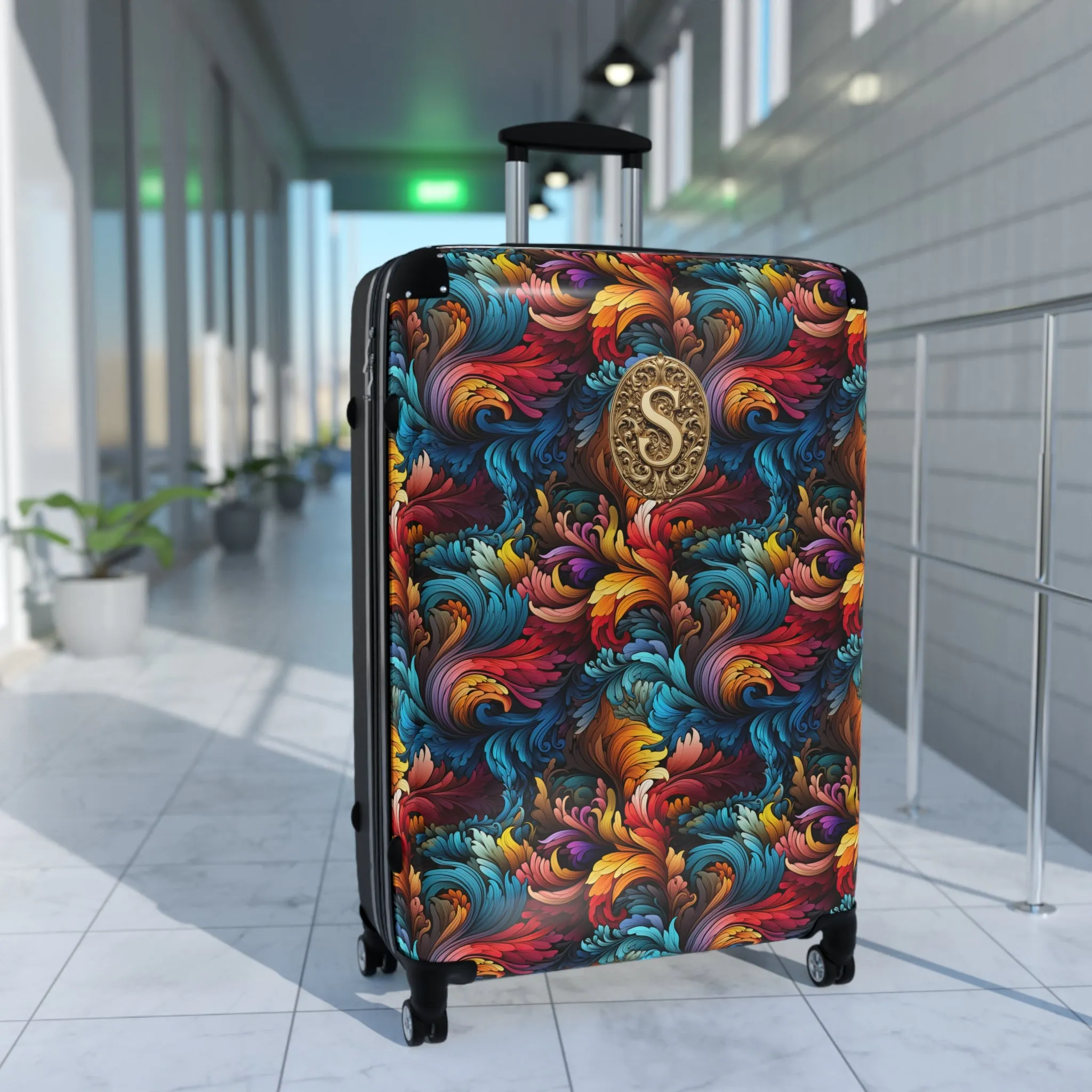 Rainbow Paisley Monogrammed Suitcase