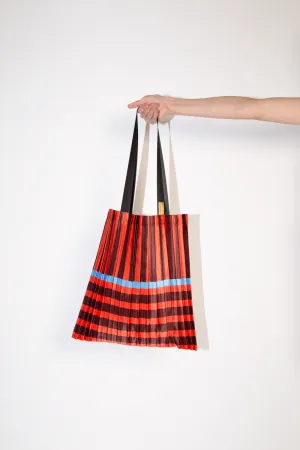 Ravello Red Satin Pleated Tote Bag