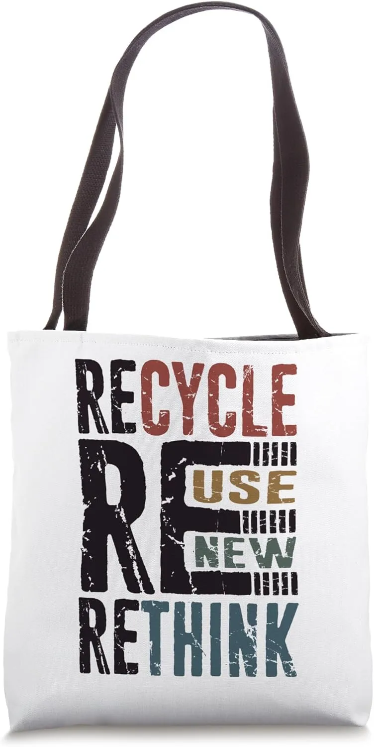 Recycle Reuse Renew Rethink, Environmental Gifts, Earth Day Tote Bag