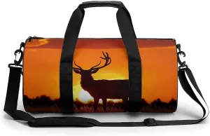 Red Deer Stag Silhouette Lightweight Gym Bag for Men Women Travel Duffel Bag Sports Workout Bag with Adjustable Strap