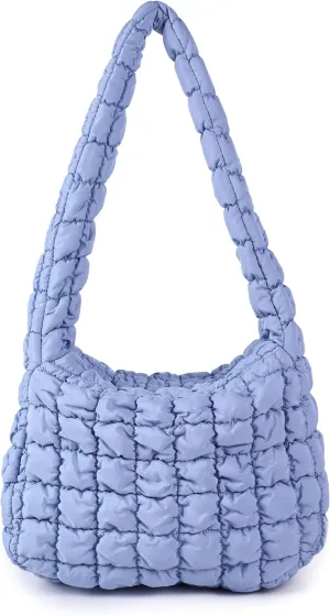 Rejolly Puffer Quilted Shoulder Bag for Women Puffy Bubble Tote Bag Lightweight Nylon Handbag Padded Soft Purse