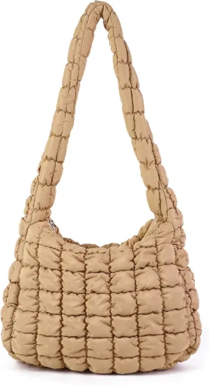 Rejolly Puffer Quilted Shoulder Bag for Women Puffy Bubble Tote Bag Lightweight Nylon Handbag Padded Soft Purse