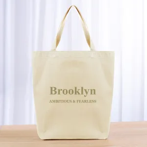Roman Custom Text Tote Bag - khaki
