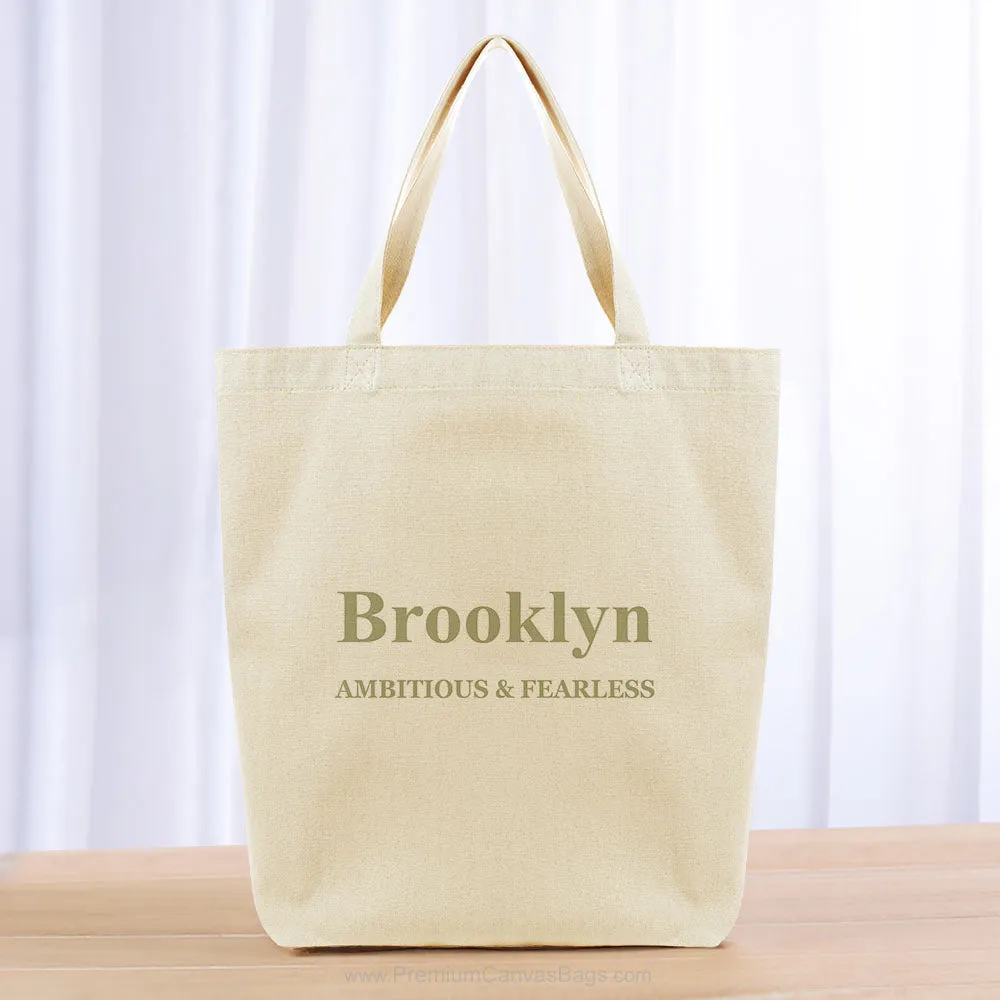 Roman Custom Text Tote Bag - khaki