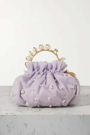 ROSANTICA
Tutù gathered faux pearl-embellished tulle tote