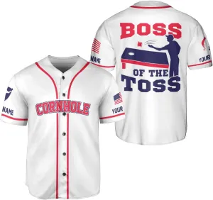 Royal Fight Personalized Cornhole Baseball Jersey Cornhole Toss Like A Boss Baseball Shirts Funny Cornhole Jerseys Men Women