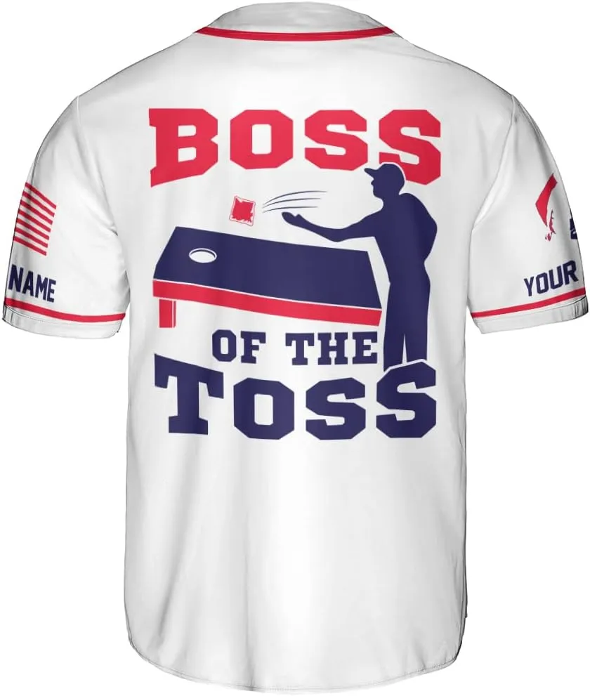 Royal Fight Personalized Cornhole Baseball Jersey Cornhole Toss Like A Boss Baseball Shirts Funny Cornhole Jerseys Men Women