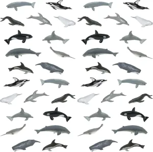 Safari Ltd. Whales and Dolphins Bulk Bag - Set of Miniature Cetacean Toy Figures - 48 Piece Play Toys for Boys, Girls & Kids Age 3 
