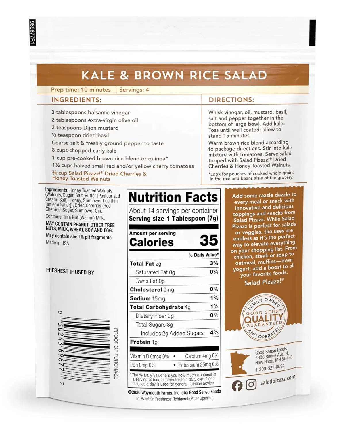 Salad Pizazz ! | Salad Topping | OZ - 12 3.5OZ (3.5 ) Resealable Bags Dried Cherries & Honey Toasted Walnuts ,42 Ounce