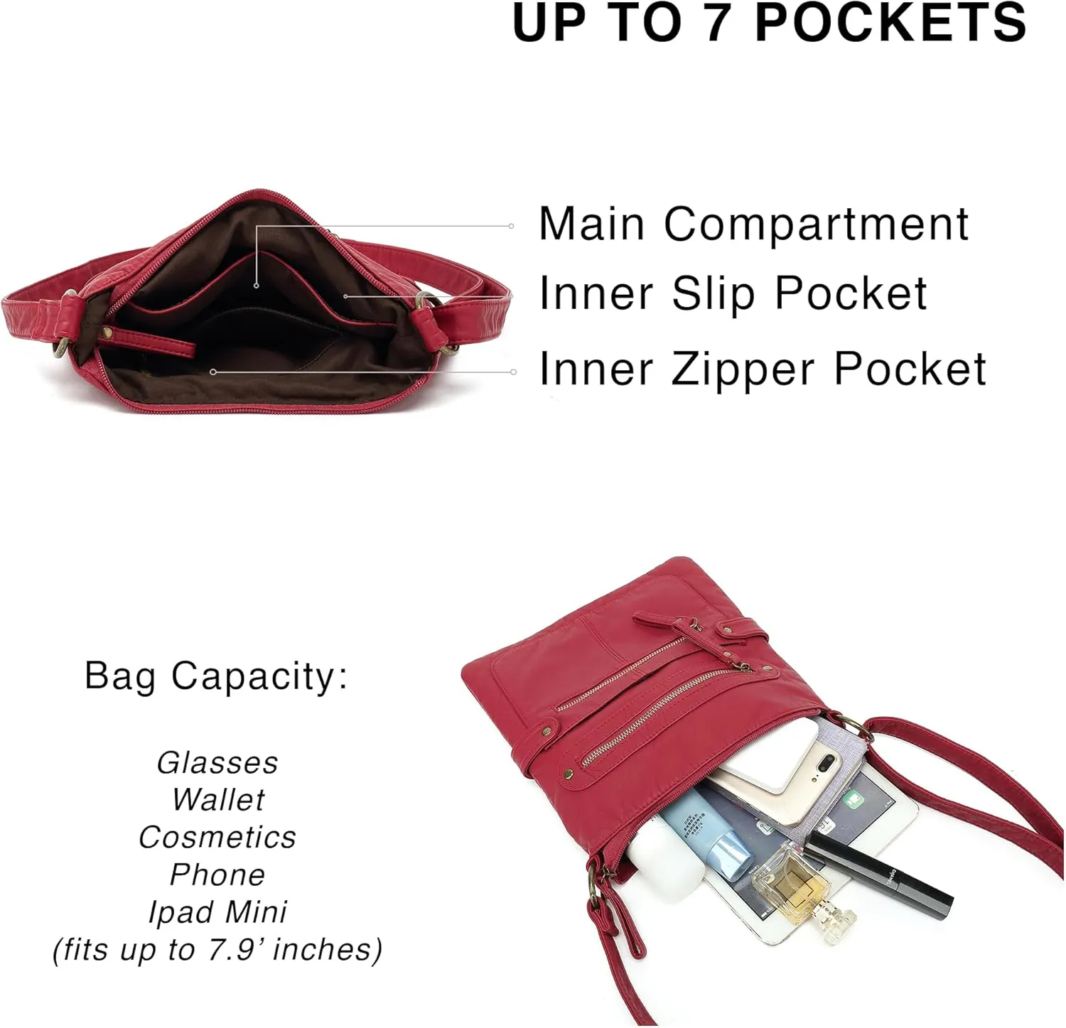 Scarleton Crossbody Bags for Women Travel Bag Purses and Handbags Multi Pocket Shoulder Bag Ultra Soft Faux Leather, H1693