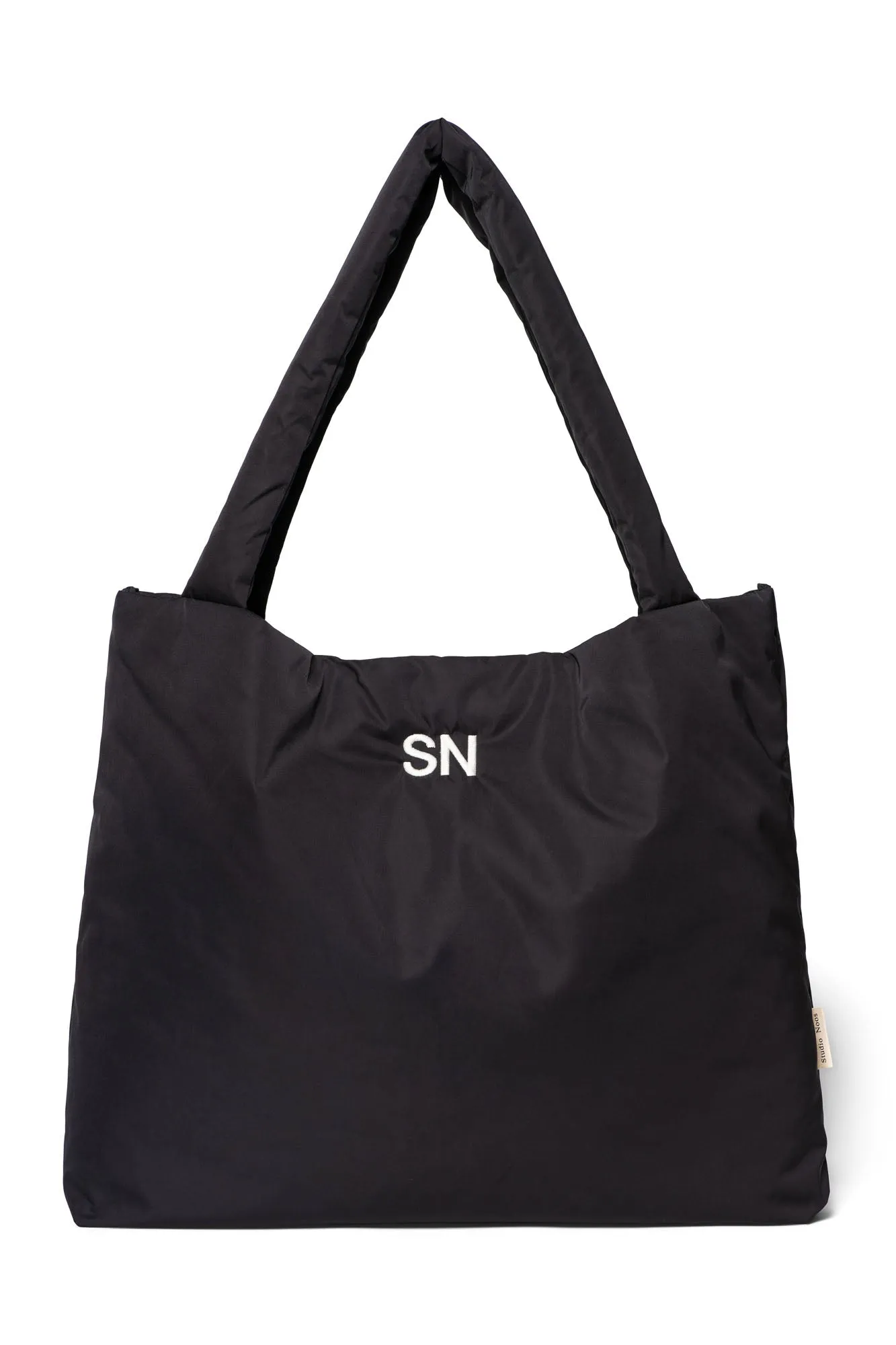 Schwarze wattierte Mom Bag