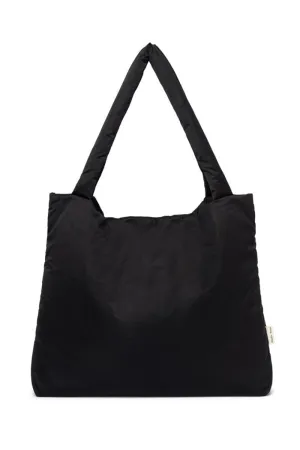 Schwarze wattierte Mom Bag