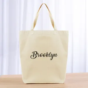 Script Custom Text Tote Bag - black