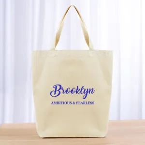 Script Custom Text Tote Bag - blue