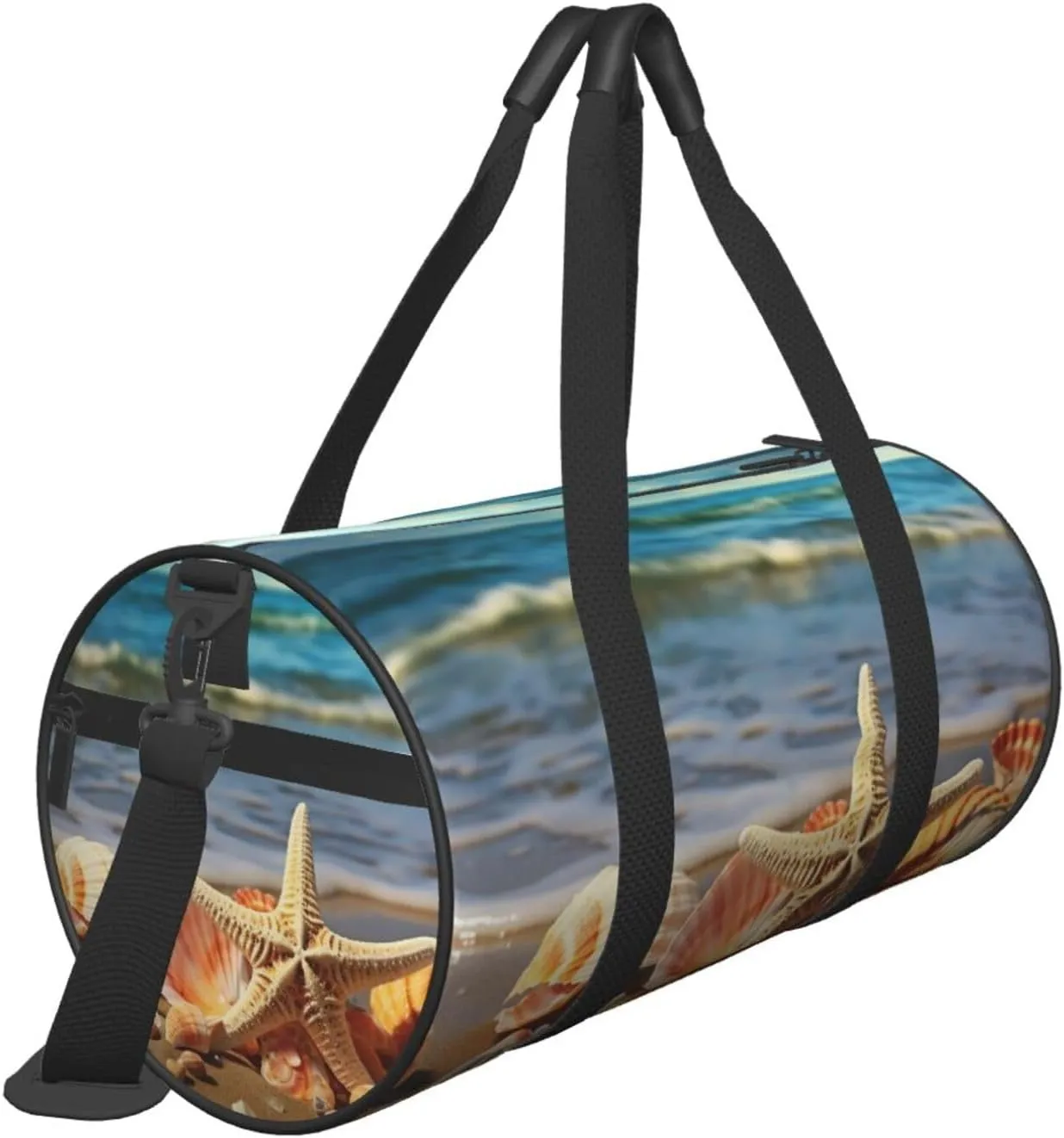 Seashells on the sandy beach Travel Duffle Bag for Men Women Sport Gym Bag Foldable Weekender Bag Carry on Overnight Bag for Travel Swimming Basketball