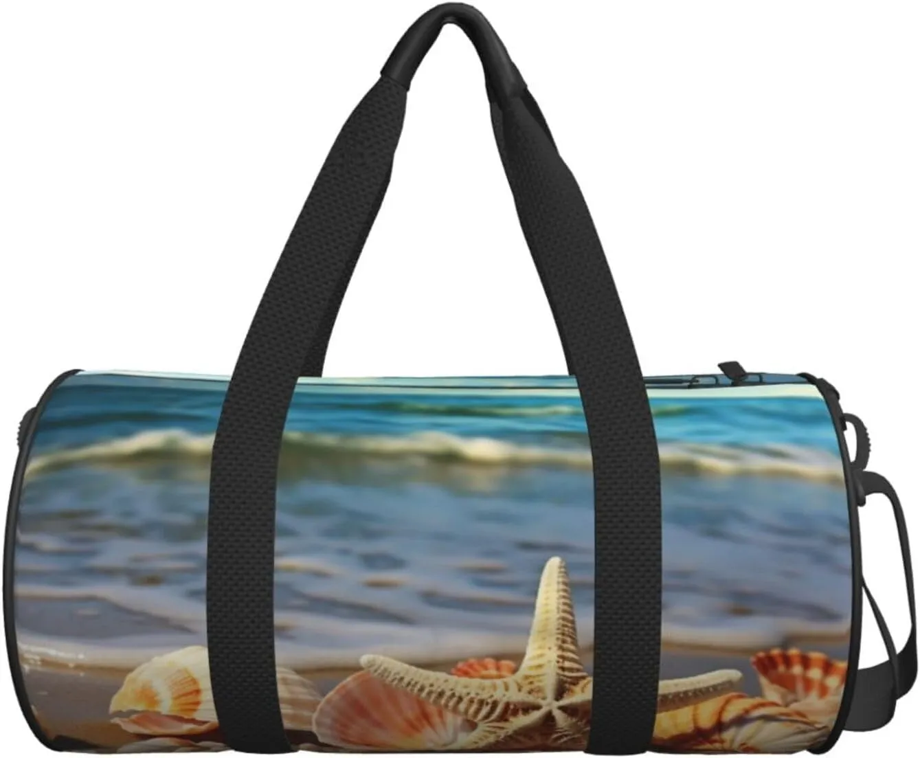 Seashells on the sandy beach Travel Duffle Bag for Men Women Sport Gym Bag Foldable Weekender Bag Carry on Overnight Bag for Travel Swimming Basketball