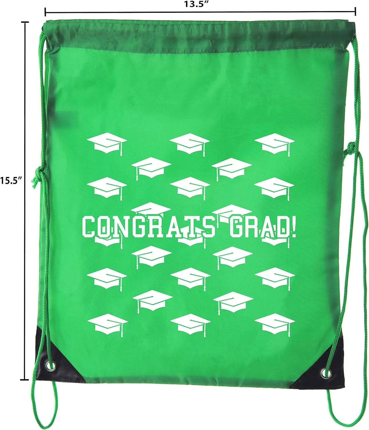 Senior Graduation Drawstring Backpacks Personalized Party Favor Cinch Bags - Grad Hat Grid