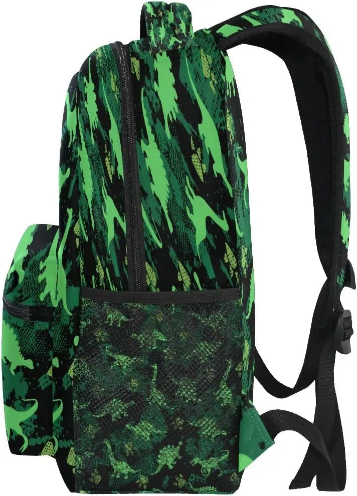 senya Custom Children's Name School Backpack Personalized Schoolbag Green Dinosaurs Grunge Background Travel Bag for Teens Girls Boys