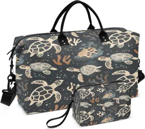senya Travel Duffle Bag Weekender Bags Overnight Bag with Toiletry Bag Gym Duffel Bag Turtles Seaweed for Travel Business Trips Sport