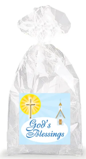 Shining Cross God's Blessing  Party Favor Bags with Ties - 12pack