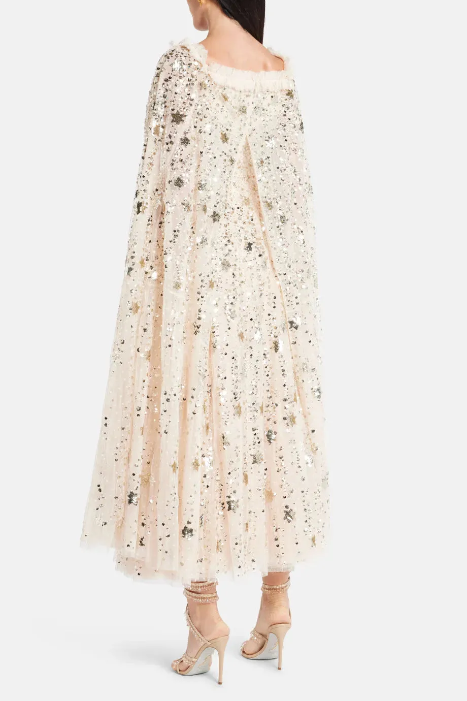 Shooting Stars Sequin Cape Evening Dress