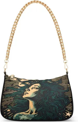 Shoulder Bags for Women Beatiful Girl and Sun02 Hobo Tote Handbag Small Clutch Purse with Zipper Closure
