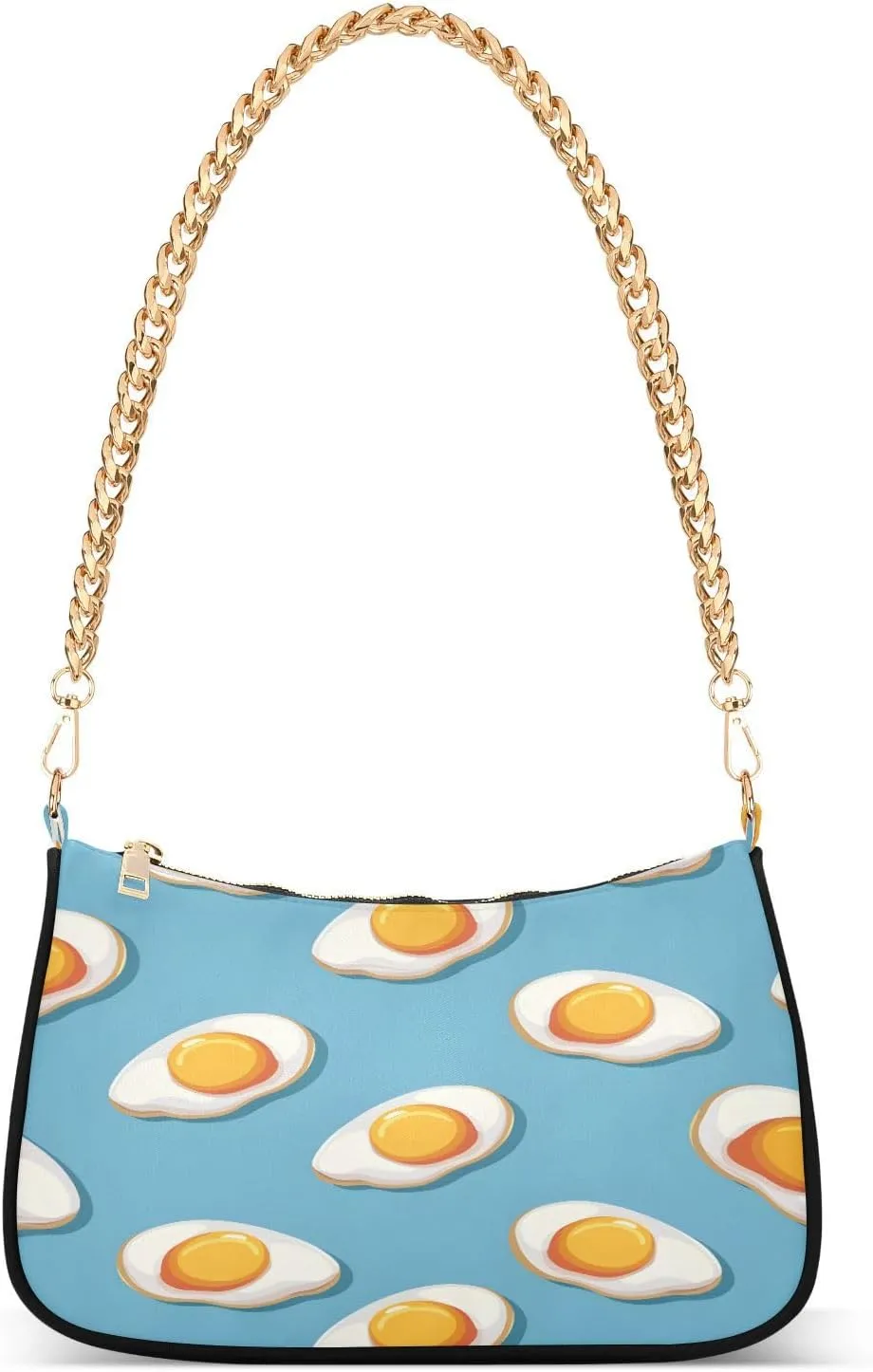 Shoulder Bags for Women Fry Egg Seamless Pattern Design Vector Illustration Hobo Tote Handbag Small Clutch Purse with Zipper Closure