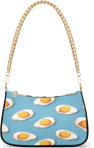 Shoulder Bags for Women Fry Egg Seamless Pattern Design Vector Illustration Hobo Tote Handbag Small Clutch Purse with Zipper Closure