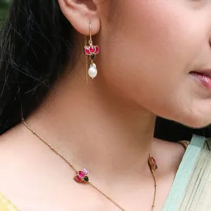 Silver 92.5 Lotus Sui Dhaga Earrings
