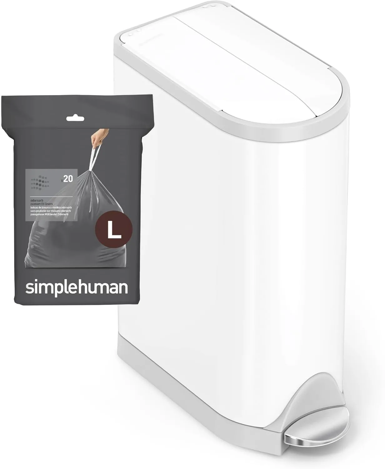 simplehuman Code L 40 Count, Genuine Custom Fit Liners, Drawstring Trash Bags in Dispenser Packs, 18 Liter / 4.7 Gallon