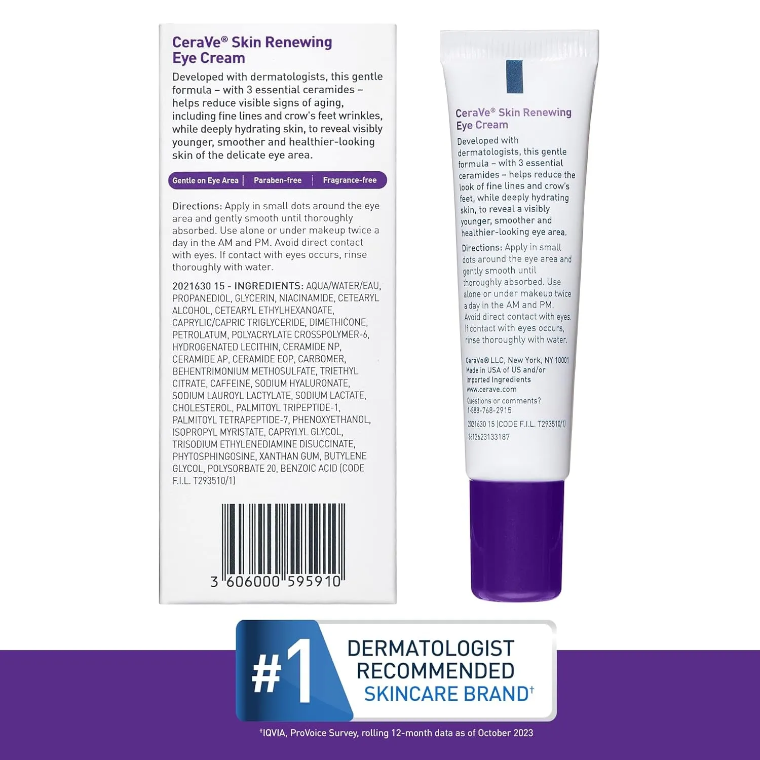 Skin Renewing Eye Cream for Wrinkles, under Eye Cream with Peptides   Caffeine   Niacinamide, for Wrinkles & Crows Feet, Paraben Free & Opthalmologist Tested