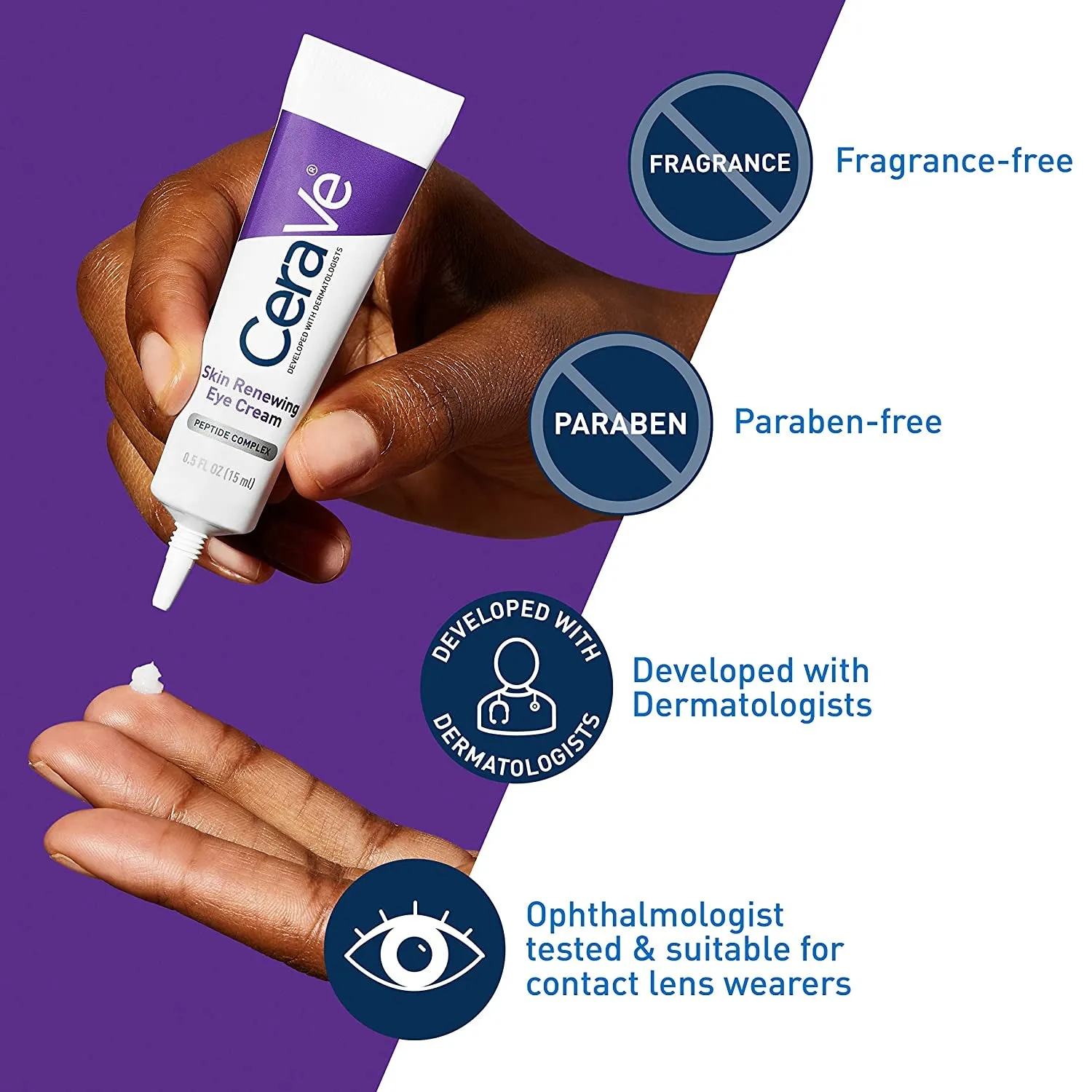 Skin Renewing Eye Cream for Wrinkles, under Eye Cream with Peptides   Caffeine   Niacinamide, for Wrinkles & Crows Feet, Paraben Free & Opthalmologist Tested