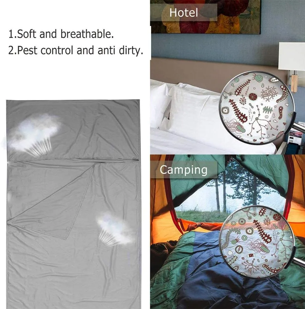Sleeping Bag Liner, Lightweight Portable, Soft Travel and Camping Sheet, with Compact and Carry Bag, for Travel, Hotel