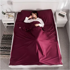 Sleeping Bag Liners Four Seasons Sleeping Bag Liner/Wine Red, Ultralight and Compact Adult Sleeping Bag, for Outdoor Camping Travel Hotel Sheets, 4 Sizes (Color : Wine red, Size : 120x210cm)