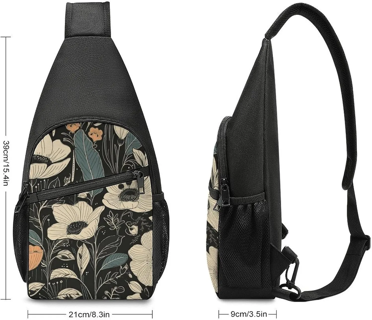 Sling Backpack for Women Men Crossbody Chest Bag Travel Delicate Flowers Daypack Shoulder Bag for Hiking