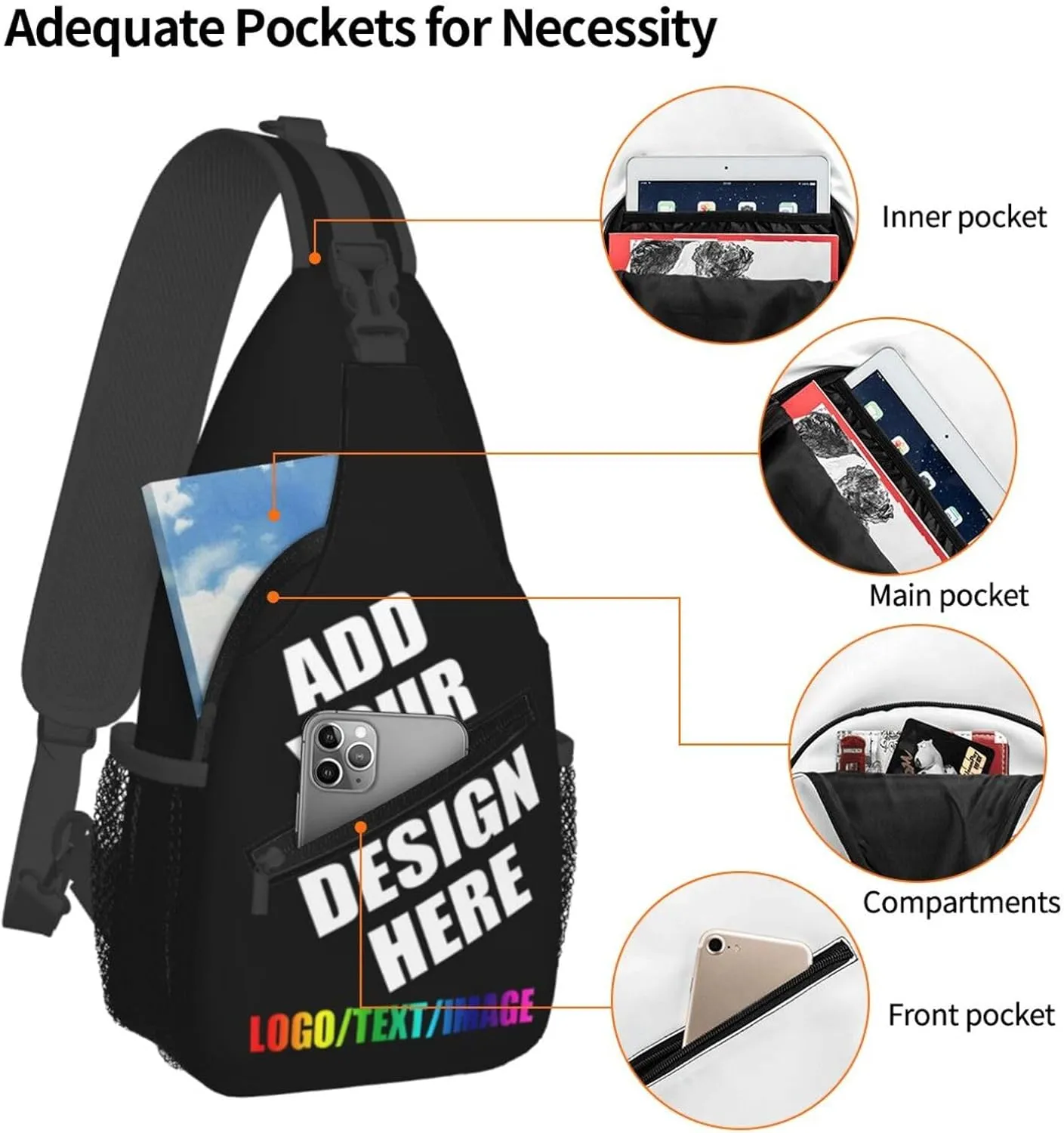 Sling Bag Custom Bag For Men Personalized Crossbody Bags for Men Women Leisure Sports Outdoor